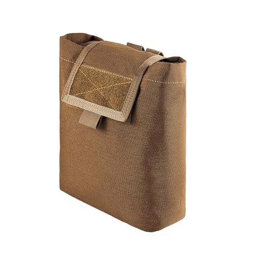TACNEX Folding Dump Pouch for Duty/Battle/Range Belt Roll Up MOLLE Magazine Drop Pouch Drawstring Open Mag/Tool Recovery Waist Bag Utility Storage Pack for Hunting Shooting - color: Coyote Brown