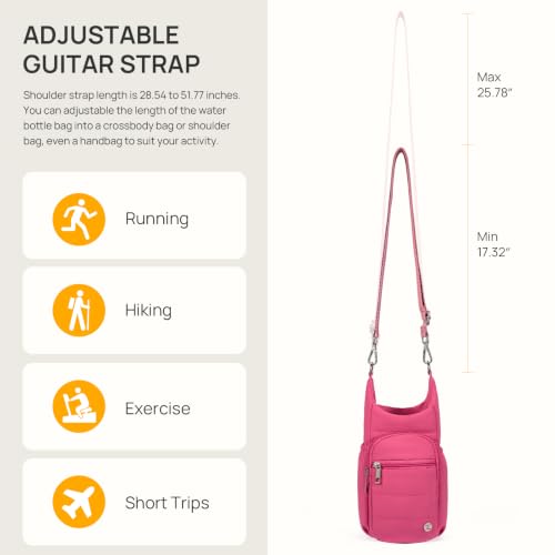 Telena Water Bottle Holder with Strap RFID Crossbody Bags for Women - color: Hot Pink