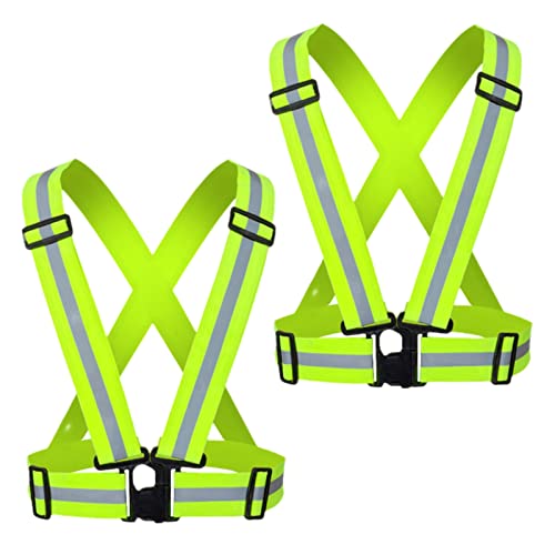 Reflective Vest, High Visibility Safety Vest Straps Reflective Gear for Night Running Walking Cycling for Men Women Kids - color: Green
