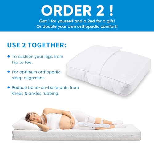Knee Pillow with Soft Strap for Side Sleepers (White) - color: White