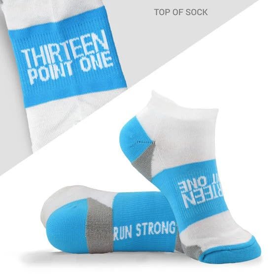 Gone For a Run Motivational Ankle Running Socks - Affirmation Runners Gifts - color: 13.1 (Baby Blue)