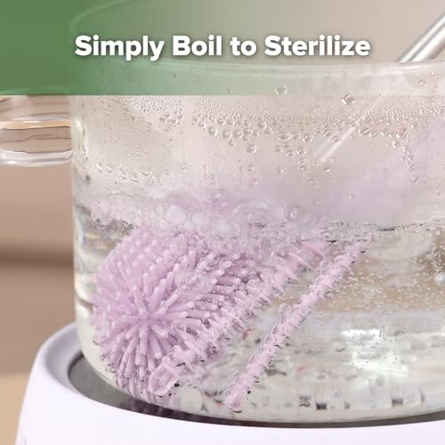 Haakaa Silicone Cleaning Brush Kit,Lavender,Portable Bottle Brush Cleaner - color: Lavender, size: 3 Piece Set