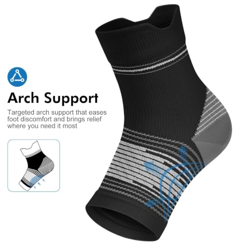 PAPLUS 6 Pairs Compression Socks Women & Men for Plantar Fasciitis Relief - color: Black, size: Large(6 Pair)