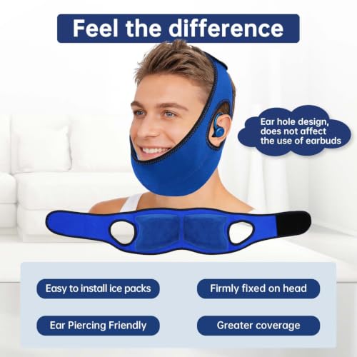 Wisdom Teeth Ice Pack Head Wrap Jaw Face Ice Pack with 4 Gel Packs - color: Royal Blue #2