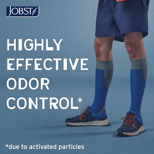 JOBST Sport Knee High 15-20 mmHg Compression Socks, Black/Cool Black, Large - color: Black/Cool Black, size: Large (1 Pair)