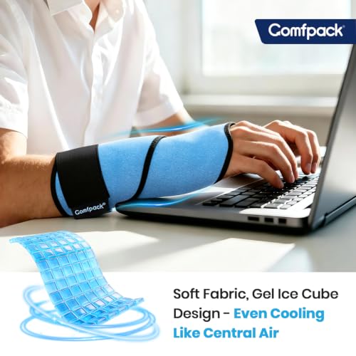 Comfpack Wrist Ice Pack Wrap for Carpal Tunnel Relief, 45-Min Cold Therapy - color: Blue