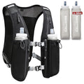 Running Hydration Vest for Women and Men. Reflective, 8 Pocket, Quick Dry, Water-Resistant, Breathable, Adjustable Backpack for Runs, Hiking, Cycling, Trails, Marathons - style: Black Vest + 2x 500ml Soft Flasks