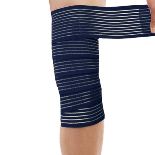 Extra Long Elastic Knee Wrap Compression Bandage Brace Support for Legs, Plantar Fasciitis, Stabilising Ligaments, Joint Pain, Squat, Basketball, Running, Tennis, Soccer, Football, Volleyball (Navy Blue) - color: Navy Blue