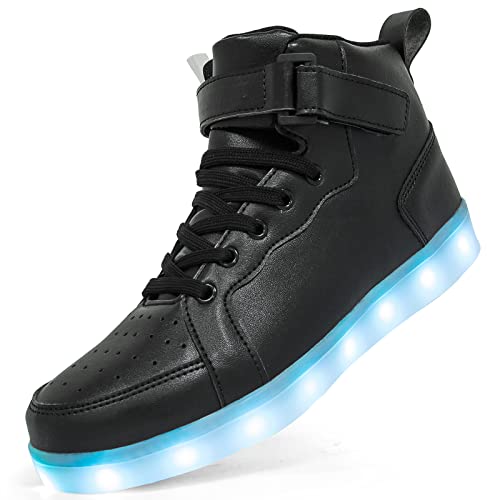 Hot Dingding Light Up Sneakers High Top LED Flashing Shoes, USB Rechargeable Glowing Luminous Shoes for Men Women Teens Halloween Party - color: Black, size: 4 Women/3 Men