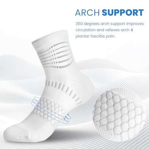 IRAMY Ankle Compression Socks Women Men Plantar Fasciitis Relief 3/5 Pairs - color: White(3 Pairs), size: Medium