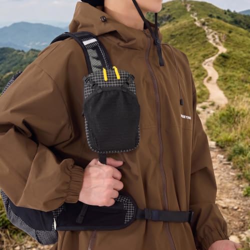 Backpack Strap Attachment Bag, Portable Phone Pocket & Water Bottle Holder Pouch for Outdoor Hiking, Travel, Cycling (Black) - color: Black