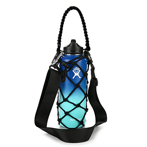 Water Bottle Carrier Strap Wine Cup Holder for Sports Bottle Sling Water Flask 17-25oz 32oz-40oz 64oz - color: Black (32oz-40oz)