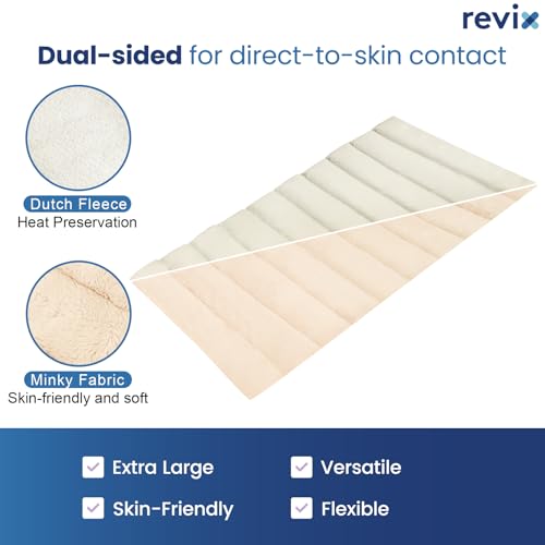 REVIX Extra Large Microwavable Heating Pad for Back, Moist Heat Wrap - color: Beige