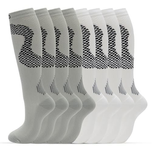 fenglaoda 8 Pairs Compression Socks for Men & Women 20-30 mmHg Knee High Nurse Pregnant Running Medical and Travel Athletic - color: 27-8 Pairs-04, size: Small-Medium