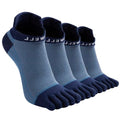 VWELL Cotton Toe Socks Five Finger Socks No Show Crew Athletic Running Socks 4 Pairs,Size 7-11 - color: Blue