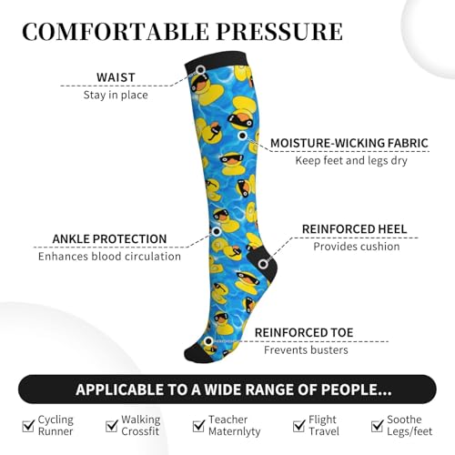 Avocado Compression Socks Women Men Knee High Stock for Running Work Support Nurses Travel - color: Duck