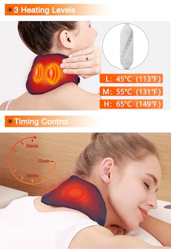 Neck Heating Pad, Arris Heated Neck Wrap with Adjustable Time and Temperature Control, USB Powered Neck Pain Relief, Stiffness Relief or Postoperative Recovery Blue - color: Blue