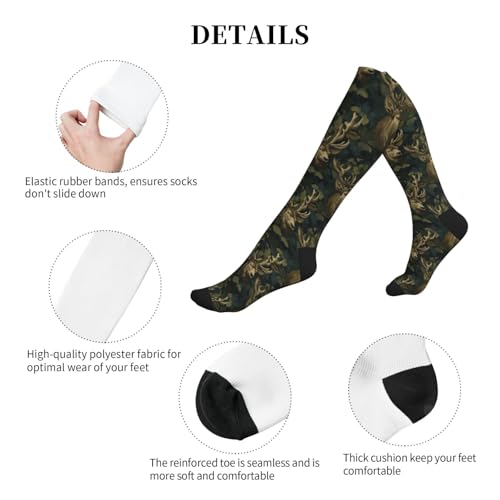 FREEHOTU Compression Knee High Socks for Women/Men Circulation 15-20 Mmhg - color: Hunting Deer