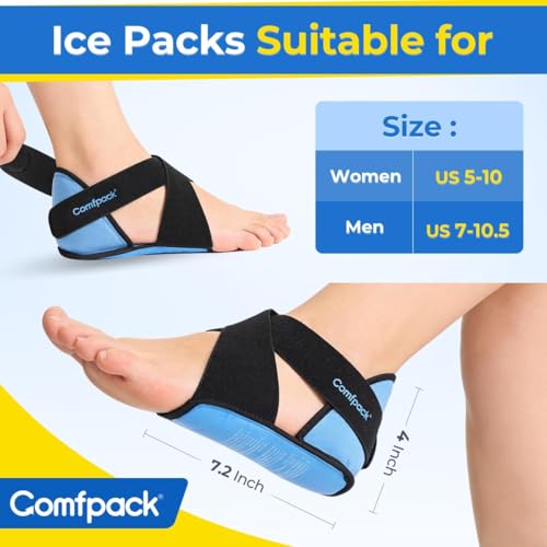 Comfpack Plantar Fasciitis Relief Ice Pack with Full Heel Sole Gel Coverage - color: Blue