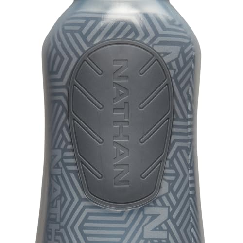 Nathan SpeedDraw 2 Insulated Handheld Running Water Bottle Flask – Double-Wall Insulation, Ergonomic Grip, Blast Valve Cap, Phone & Key Storage Pockets, Reflective Design - 18oz, Deep Blue - color: 18oz - Deep Blue