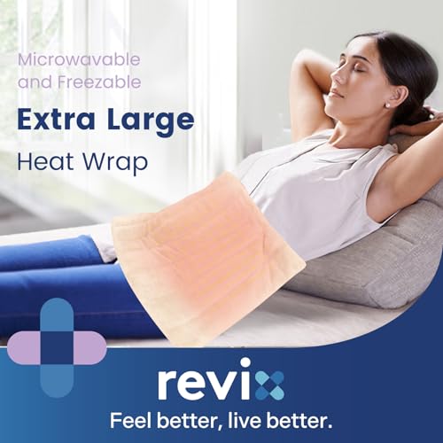 REVIX Extra Large Microwavable Heating Pad for Back, Moist Heat Wrap - color: Beige