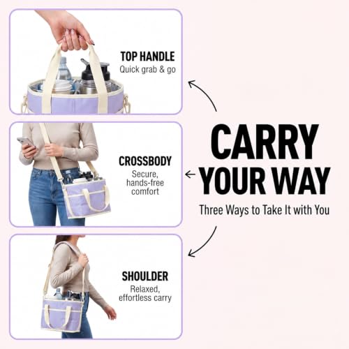 Drink Carrier Tote Bag, Family Size 4 Compartment Drink Carrier - color: Light Purple