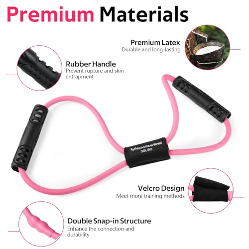 Resistance Bands with Handles, Figure 8 Fitness Bands, Exercise Bands Set - color: Pink series, size: 5pcs