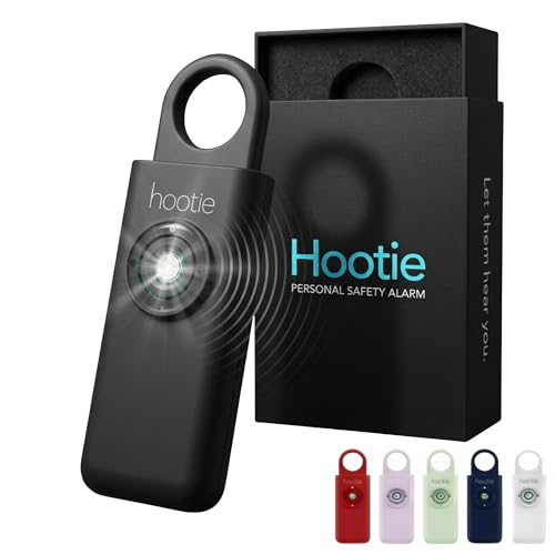 HOOTIE Personal Safety Alarm for Women, Men and Kids — 130dB Personal Alarm Keychain, Pull Pin Safety Alarm Keychain with Strobe Light, Self-Defense Alarm for Campus, Travel and Running — Black - color: Black