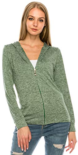 Eevee Women's Full Zip Hoodie - Lightweight Jacket Active Sweater Hooded Sweatshirt Slim Fitting Yoga Activewear - color: Act Teal, size: X-Large