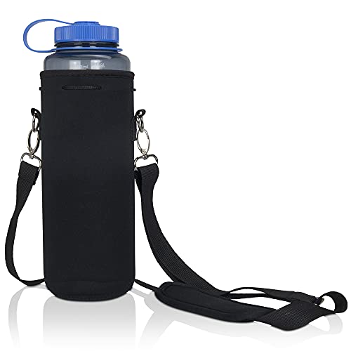 Made Easy Kit Insulated Water Bottle Carrier – Neoprene Bottle Sling - Adjustable Strap – Protective Sleeve Stainless Steel & Plastic – Travel, Hiking & Everyday (Black, Tall & Large 48oz) - color: Black, size: Tall & Large 48oz