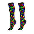 Crazy Fun Compression Socks, Unisex Knee High Support Socks - color: Colorful Puzzle