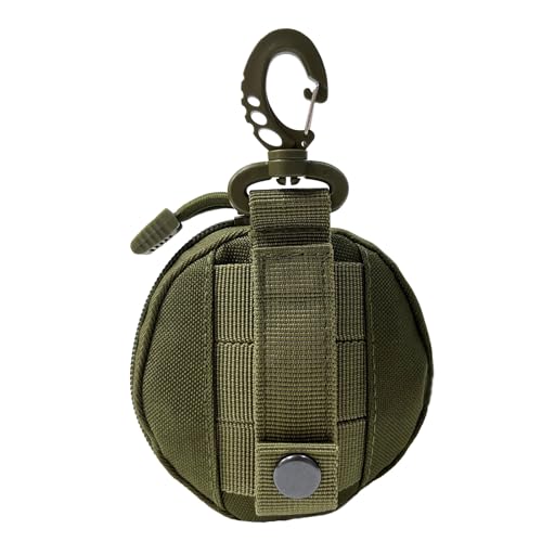 1000D Laser Cut Coin EDC Pouch Change Purse Tactical Round Zipper Bag - color: Army Green