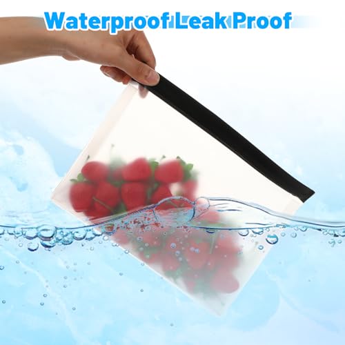 6 Pcs Clear Leak Proof Freezer Bag Reusable Ice Storage Bags 10 x 7.3 inch Ice Cube Bags, Durable Cube Storage Bag Freezer Holder Container with Secure Zip Seal Close Design for Travel Food Cocktails