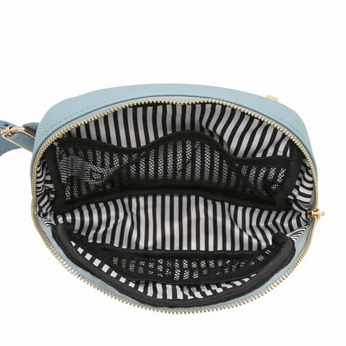 Lightweight Soft PU Pebbled Leather Sling Fanny Pack Belt Bag with Gold Metal Buckle (Light Blue) - color: Light Blue