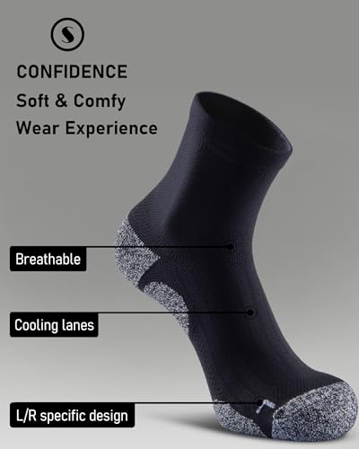 Quarter Compression Socks for Men Women, Cushioned Running Hiking Socks - color: Black (4 Pairs), size: Medium