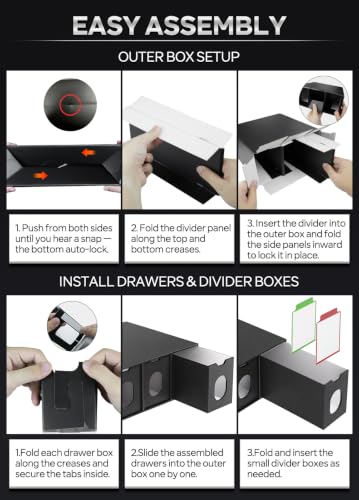 Trading Card Storage Drawers, Cardboard Card Storage Box with Windows - size: 4 Rows × 4 Tiers (16 Drawers)