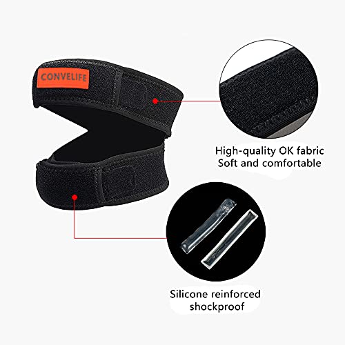 Dual Patella Knee Strap (Black, 1 Count (Pack of 1))