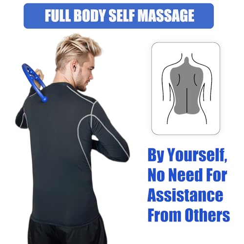 Massage Cane with 12 Massage Nodes, S-Shaped Deep Tissue Relief Tool for Muscle Knots, Neck Shoulder Back Pressure Point Stick, Myofascial Release for Full Body(Blue)