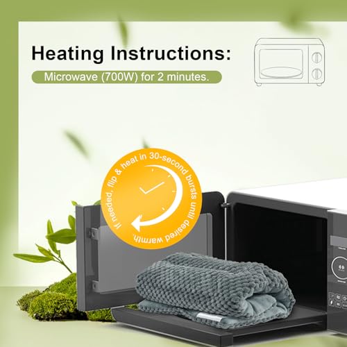 UNCN Microwave Weighted Moist Heating Pad Neck Back Cramps Large | 7x17 inch Large Cover | 2.2lbs Weighted Flax/Clay Beads | Even Heat Distribution | Soft Fleece | hot/Cold Reusable Therapy - color: Dark Grey