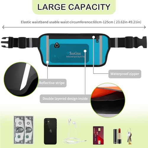 SooGree Running Belt Fanny Pack Running Waist Pack for Women Men Crossbody Bags Slim Reflective Runner Pouch Belt Cell Phone Holder Sport Waist Pack Adjustable Strap Gym Marathon - color: Blue, size: 1190