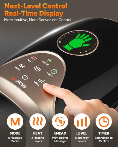 Cordless Hand Massager with Heat and Compression, Finger Stretch