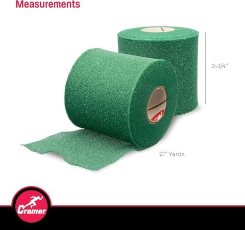 Cramer Tape Underwrap, Single Roll, Green, Non-Latex Pre Wrap to Protect Skin from Irritation and Discomfort Caused by Athletic Tape, Tearable Sports Wrap, Non-Adhesive, 2.75" x 21 Yards - color: Green