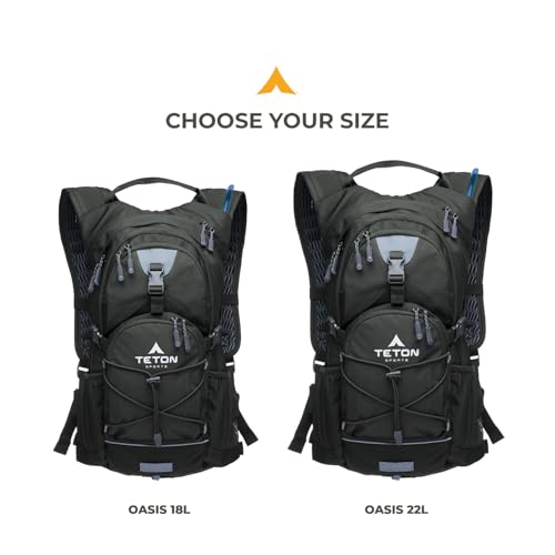 Teton Oasis Hydration Backpack – Lightweight Water Pack with Bladder for Hiking, Running, Cycling, Biking – 18L/22L Sizes – Sewn-in Rain Cover – Fits Men and Women - size: 18 Liters (Pack of 10)