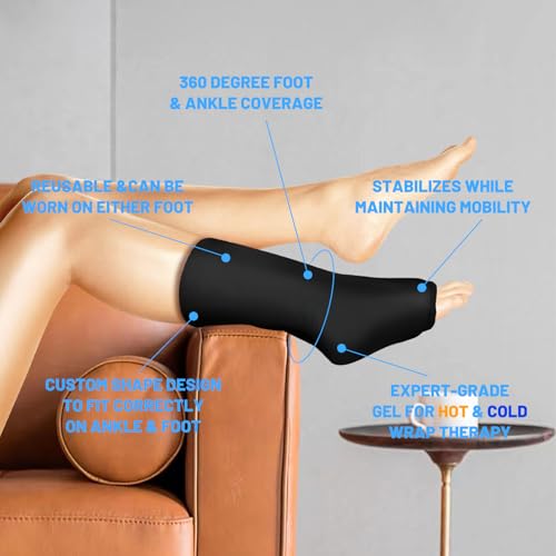 Ankle Ice Pack for Swelling, Reusable Ankle Ice Pack for Ankle Sprains, Cold Therapy Sock Compression, Relieve Plantar Fasciitis, Achilles Tendonitis, Sore Feet and Heels