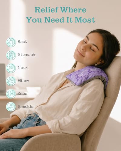 Hihealer Microwave Heating Pad for Neck & Shoulders, Microwavable Heat Pack - color: Purple