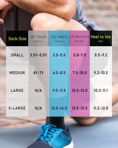 Elite Cushioned Compression Mid-crew Socks 4-Pack for Youth Women Men - color: Greenlake (4 Pairs), size: Large