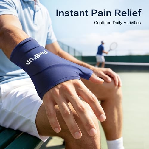 Wrist & Thumb Ice Pack Wrap- Upgraded Reusable Hot Cold Compress Hand Ice Pack for Carpal Tunnel Pain Relief, Tendonitis, Sports Injuries Swelling,Man&Woman, Size S/M,Blue - size: S/M-Pro Max