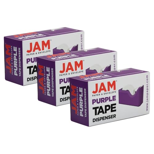 JAM PAPER Colorful Desk Tape Dispensers - Purple - 3/Pack - color: Purple, size: Pack of 3