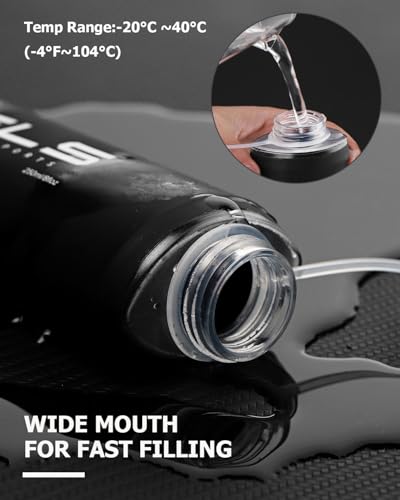 WRELS TPU Soft Flask Lightweight Portable Reusable Water Bottle,BPA Free Collapsible Flask for Hydration Pack in Running Hiking Cycling and Marathon - color: Black-500ML*2