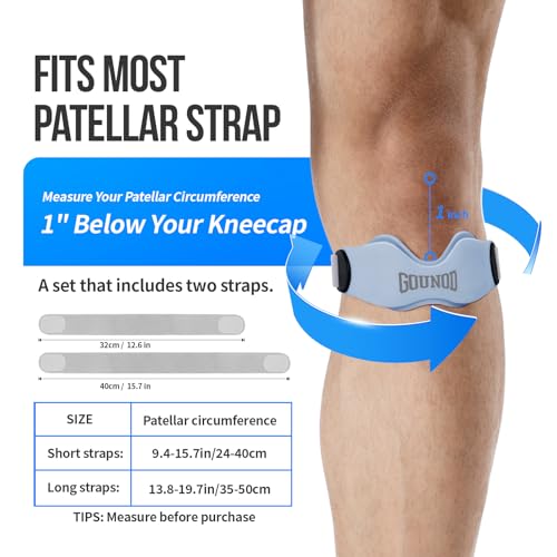 GOUNOD Patellar Tendon Support Strap 2 Pack,Silicone Knee Strap for Knee Pain Relief,Patella Band for Basketball, Jumpers Knee, Tendonitis, Running, Hiking, Soccer, Osgood Schlatter（Blue） - color: Blue